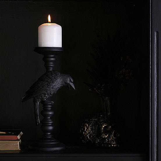 Black Crow Halloween Pillar Candle Holder by HOCUS POCUS NOVELTIES