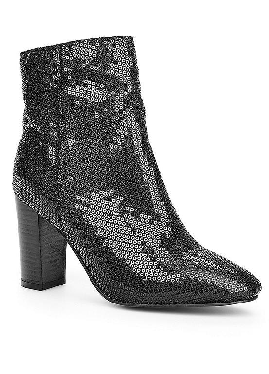 Black Sequin Ankle Boots by Kaleidoscope | Look Again