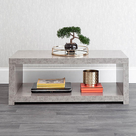 Bloc Concrete Effect Coffee Table with Shelf