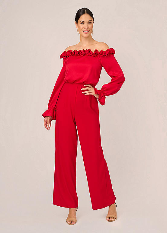 Blouson Satin Crepe Jumpsuit by Adrianna Papell Look Again