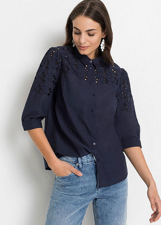 Broderie Cotton Blouse by bonprix | Look Again