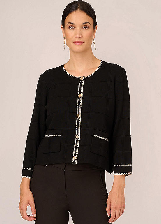 Button Front Tipped Sweater by Adrianna Papell Look Again