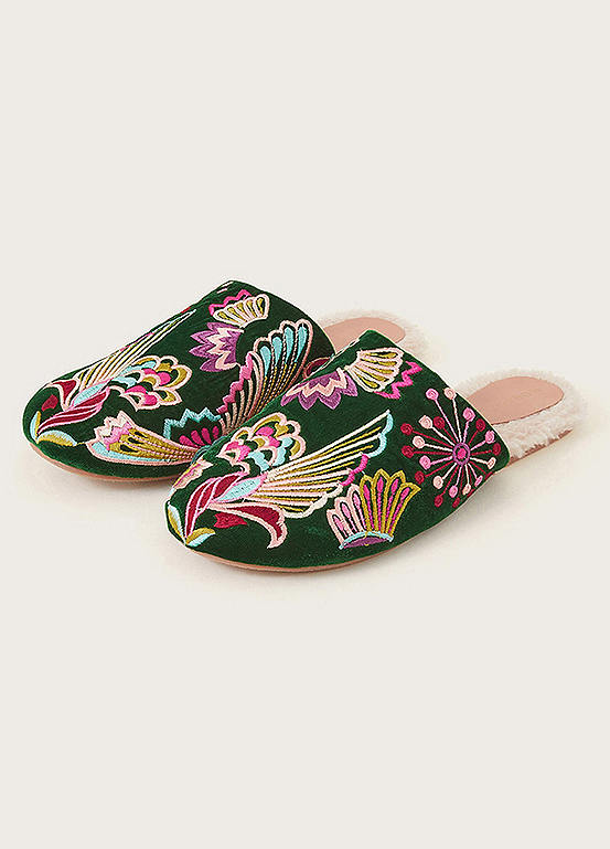 Camilla Bird Embroidered Slippers by Monsoon | Look Again