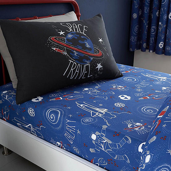 Catherine Lansfield Space Adventure, Space Glow In The Dark Duvet Cover And Pillowcase Set