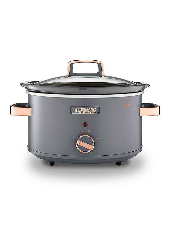 Cavaletto 3.5 Litre Grey & Gold Accents Slow Cooker by Tower Look Again