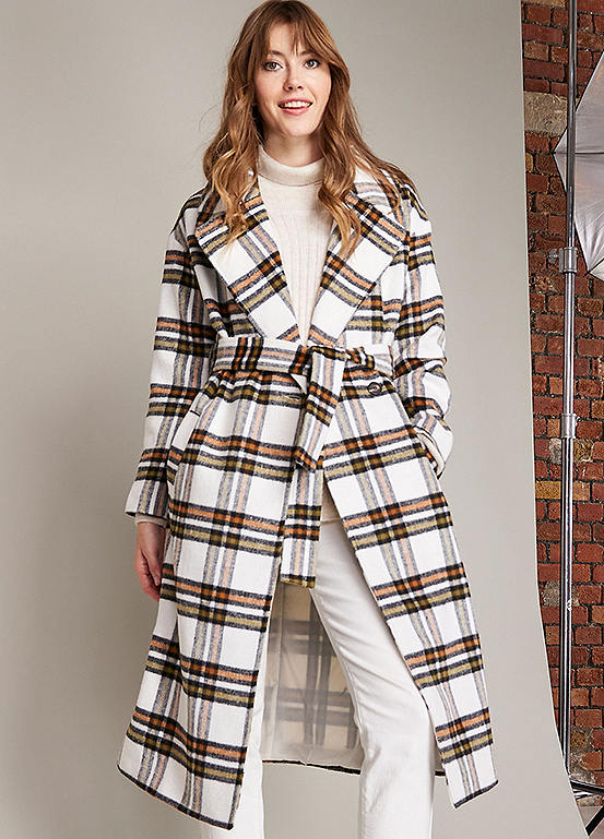 Check Belted Coat by Love Mark Heyes | Look Again