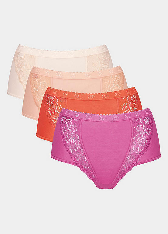 Chic Stay Lace Panel Briefs Pack of 4 by Sloggi