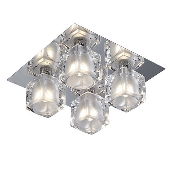 Chrome 4 Light Square Ice Cube Ceiling Plate
