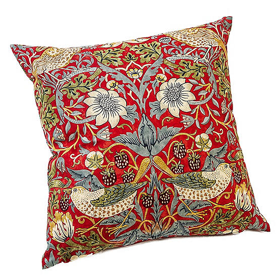 Crimson Strawberry Thief 43 x 43 cm Filled Cushion by William Morris