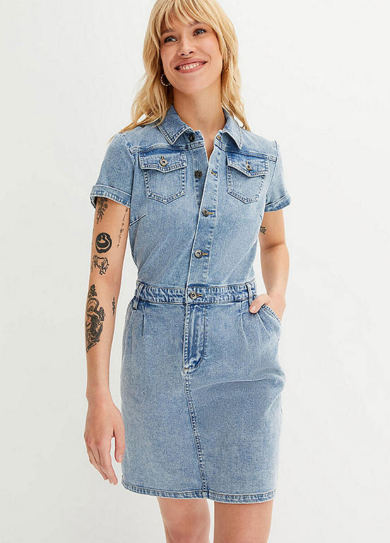 Denim Mini Shirt Dress by bonprix | Look Again