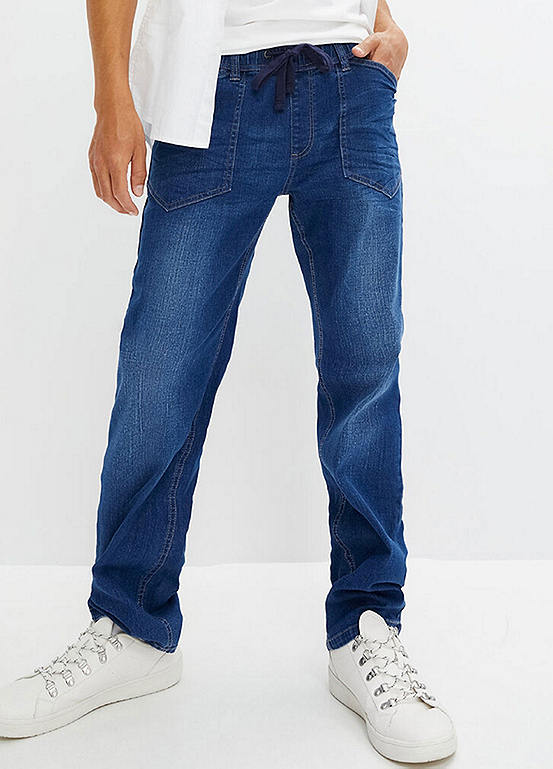 Elasticated Waist Straight Leg Jeans by bonprix Look Again