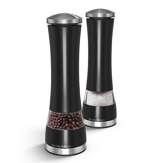 ProCook Premium Electric Salt And Pepper Mill Set Stainless Steel Black
