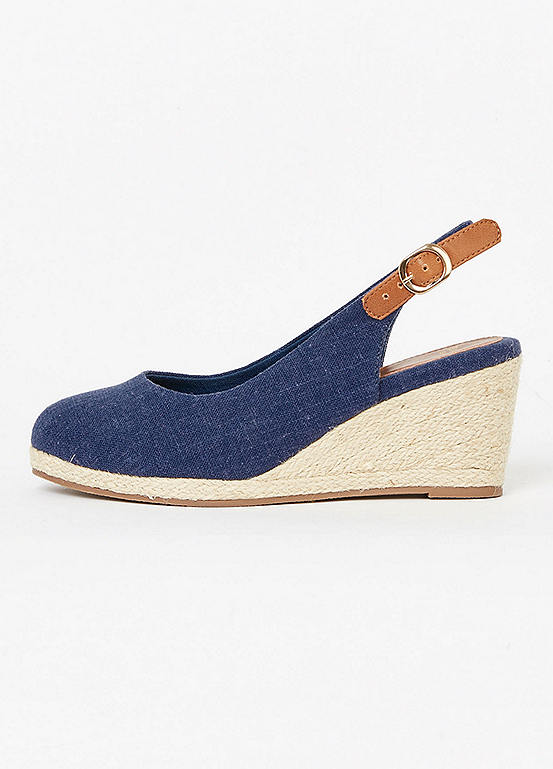 Extra Wide Fit Woven Wedge Slingback Heels by Evans | Look Again