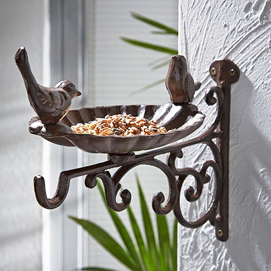 Fallen Fruits Cast Iron Bird Bath Feeder With Wall Bracket Look Again