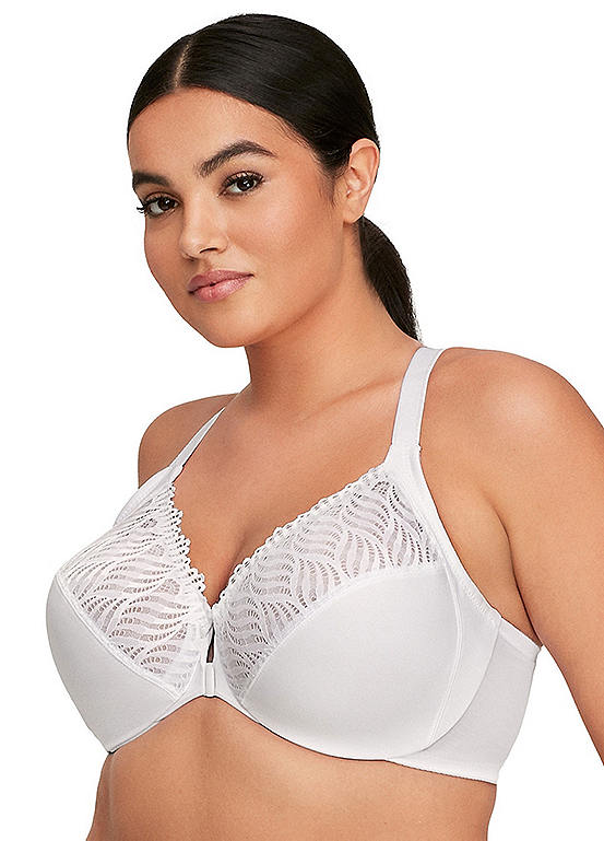 Full Figure Plus Size Front Close Lace T Back Wonderwire Bra By Glamorise Look Again 