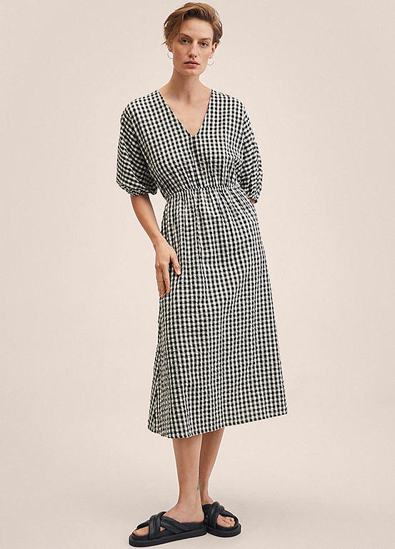 mango check midi dress