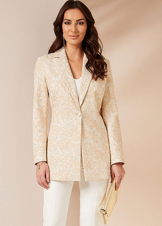 Gold Jacquard Tailored Jacket by Together Look Again