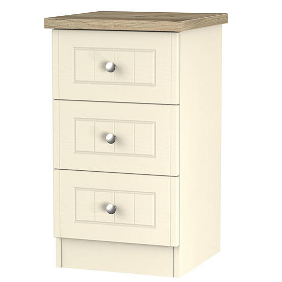 Hofburg Assembled Oak Effect Painted 3 Drawer Bedside Chest