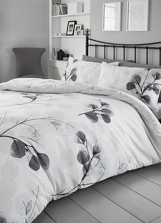 grey leaf duvet cover