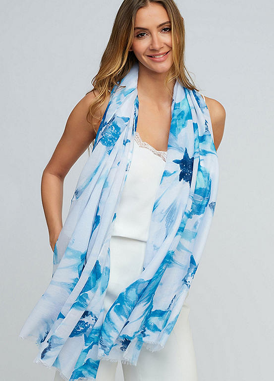 Isador Blue Chiffon Spring Scarf by Pia Rossini