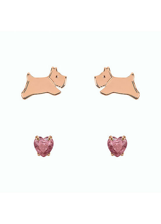 Ladies 18ct Rose Gold Plated Sterling Silver October Birthstone Twin Pack Earrings by Radley London