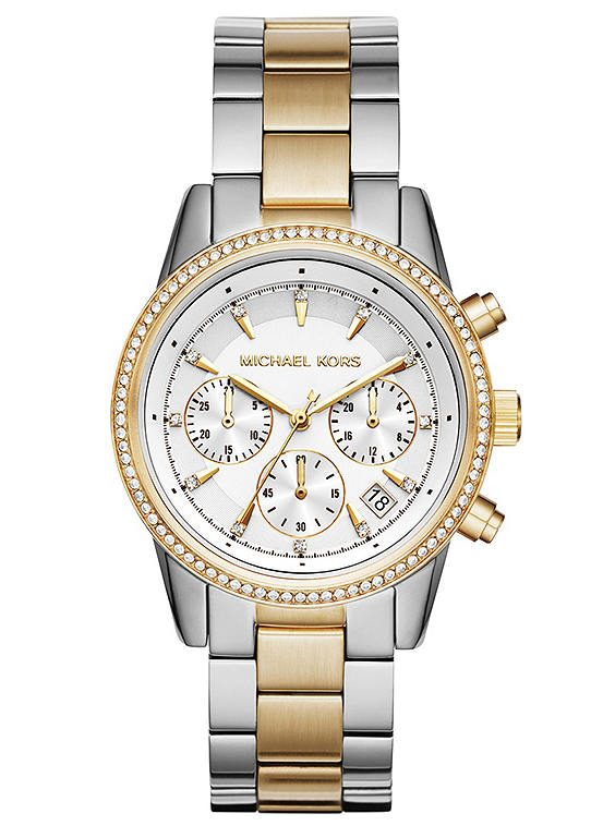 Ladies Ritz Two Tone Chronograph Bracelet Watch by Michael Kors | Look Again