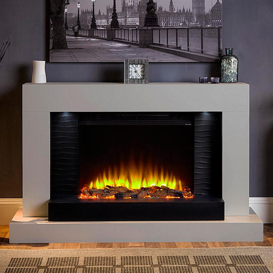 Lares Grey Graphite Electric Fire, Grey Electric Fireplace Suite