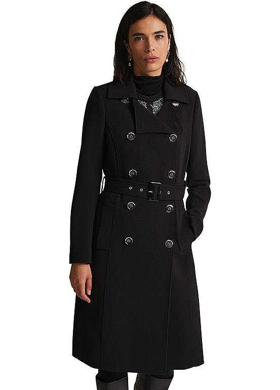 Layana Black Smart Trench Coat by Phase Eight | Look Again