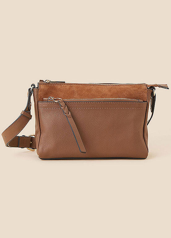 Leather Double Zip Crossbody Bag by Accessorize Look Again