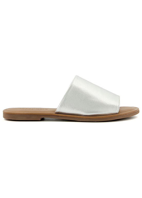 Lills Silver Leather Sliders by Head Over Heels By Dune Look Again