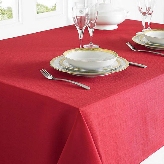 Linen Look Red Wipe Clean Table Cloth by Country Club