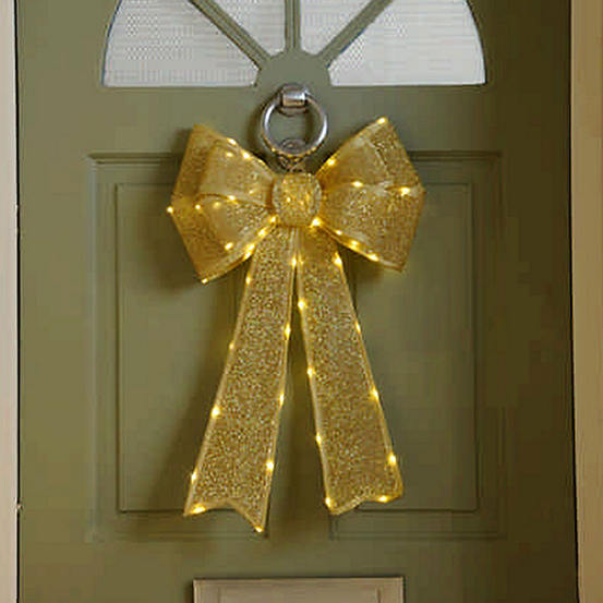 Lit Door Bow by Festive Look Again
