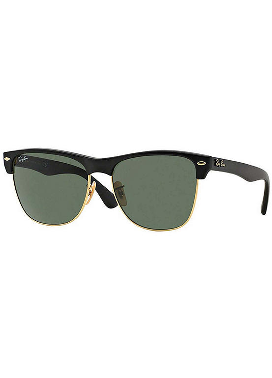 Men's Clubmaster Black Frame Crystal Green Lens Sunglasses by Ray-Ban |  Look Again