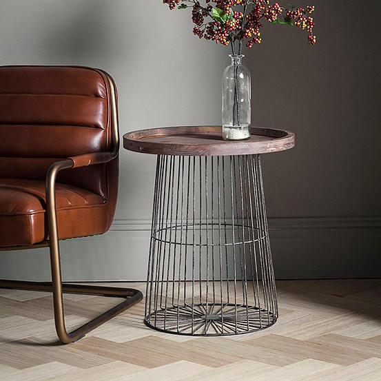 Menzies Round Caged Gun Metal Frame Side Table By Hudson Living Look Again