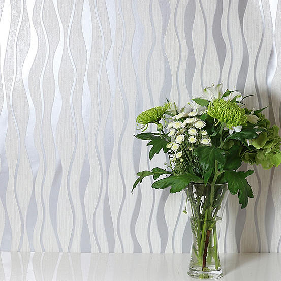 Metallic Wave White/Silver Wallpaper by Arthouse Look Again