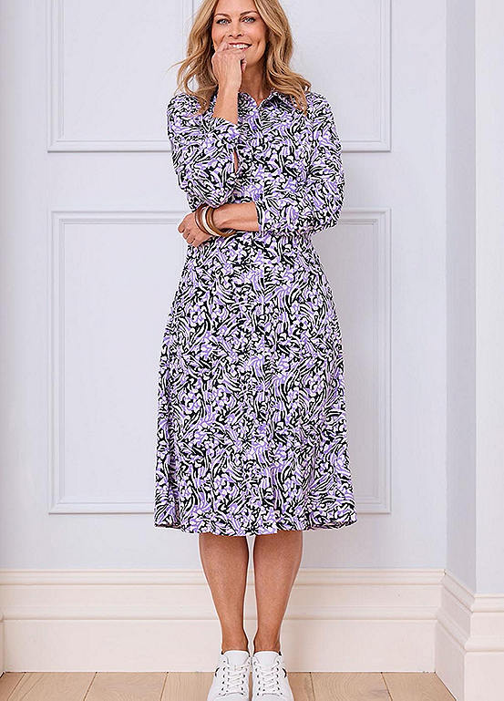 Must-Have Print Midi Shirt Dress by Cotton Traders | Look Again