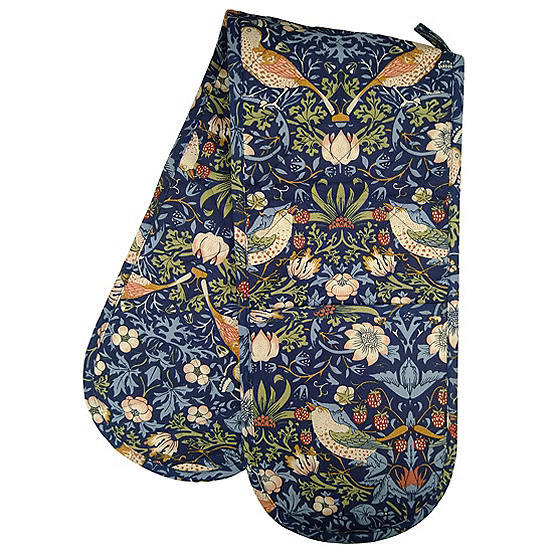 Navy Strawberry Thief Double Oven Glove by William Morris