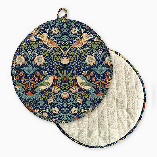 Navy Strawberry Thief Range Cooker Pad by William Morris