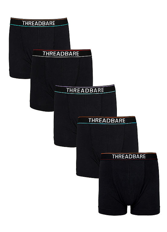 Pack of 5 Hipster Fit Boxer Shorts by Threadbare