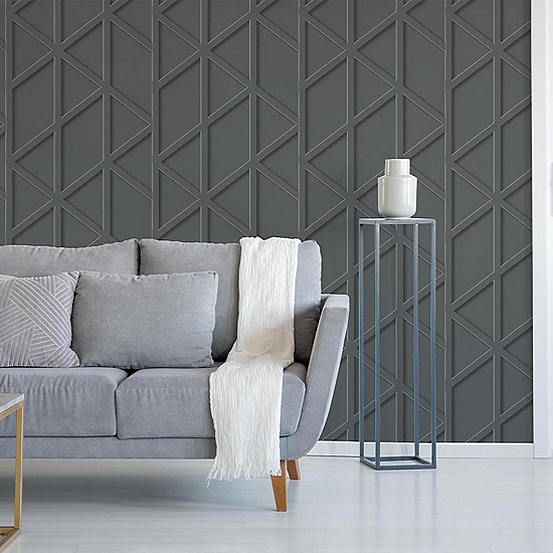 Panel Trellis Grey Wallpaper by Fresco Look Again