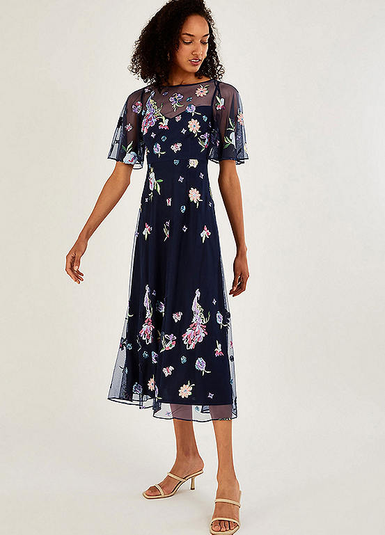 monsoon navy midi dress