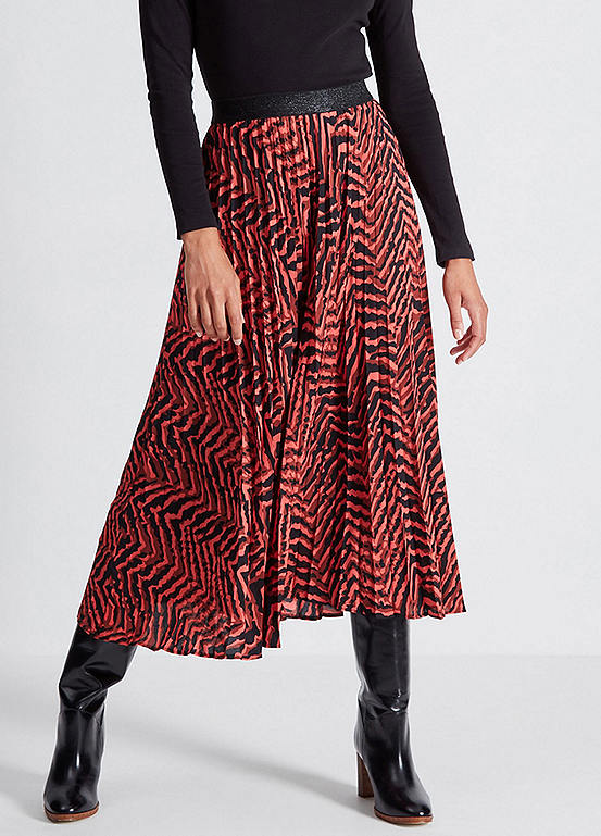 Pleated Animal Print Midi Skirt by Sonder Studio | Look Again