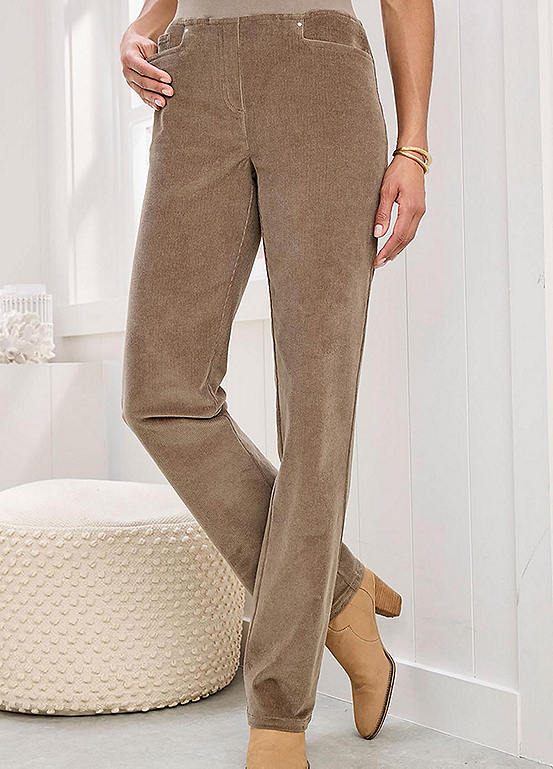 Premium Pull On Cord Trousers by Cotton Traders | Look Again