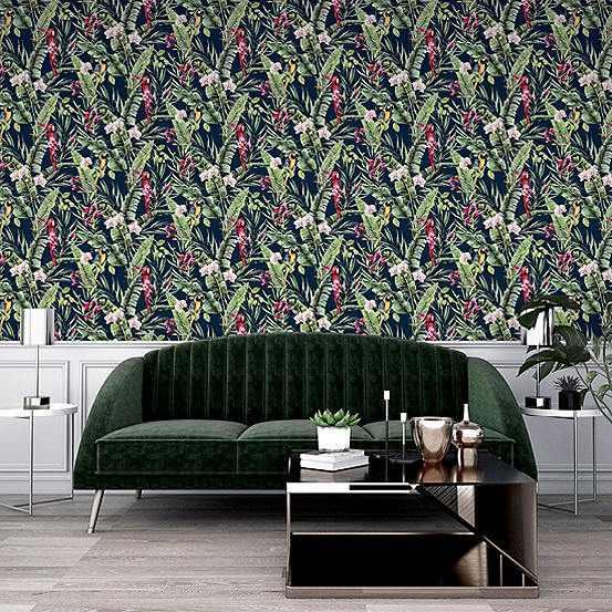 Pretty Polly Navy Multi Wallpaper by Arthouse | Look Again
