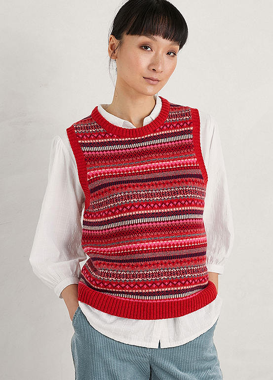 Red Percella Cove Fair Isle Knitted Vest By Seasalt Cornwall Look Again