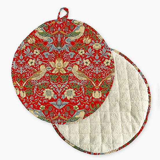 Red Strawberry Thief Range Cooker Pad by William Morris