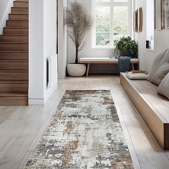 Rust Abstract Runner by Likewise Rugs & Matting