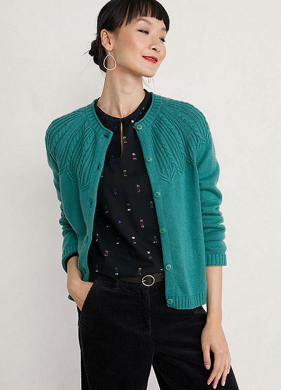Sand Song Cable Stitch Cardigan Green by Seasalt Cornwall Look Again