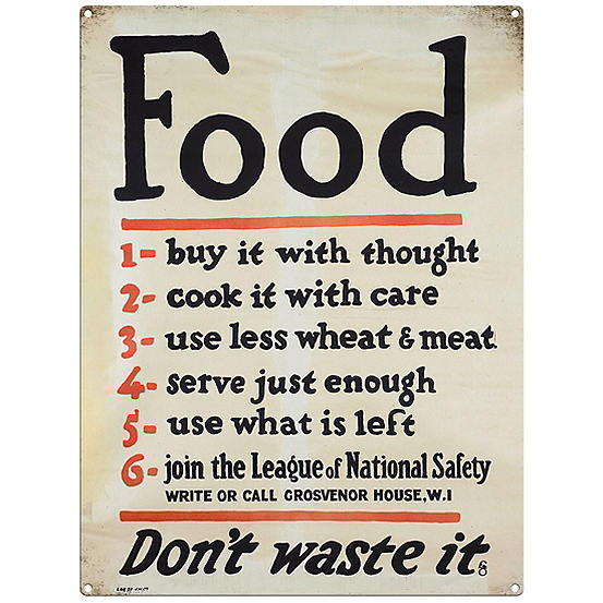 Second World War Food  Advert - ’Food Don’t Waste It!’ Metal Sign for the Home by The Original Metal Sign Company