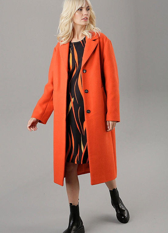 Selected Collar Long Coat by Aniston | Look Again